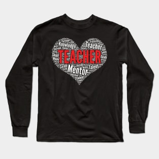 Teacher Heart Shape Word Cloud Design design Long Sleeve T-Shirt
